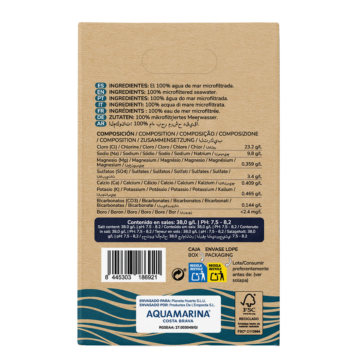 Planet Garden Água do Mar Hipertónica 20 L