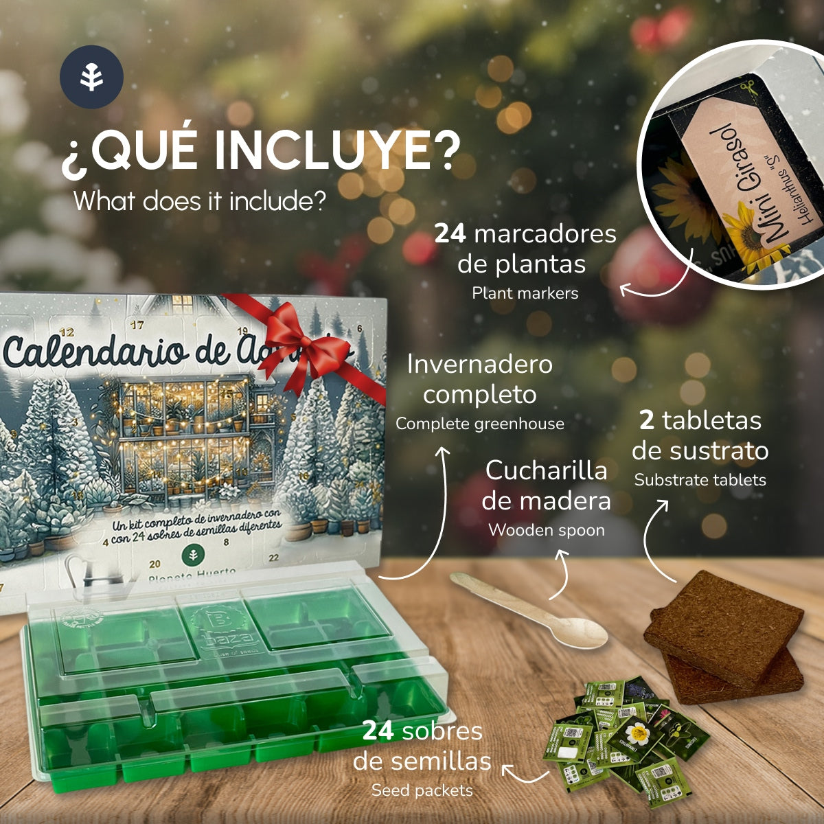 Calendário do Advento de Sementes com Mini Estufa Planeta Huerto
