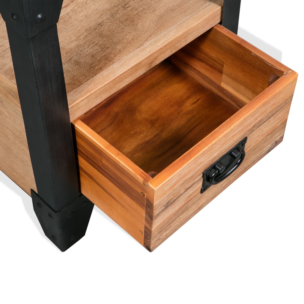 Mesitas De Noche 2 Uds Madera Maciza Acacia Y Acero 40x30x54 Cm_4
