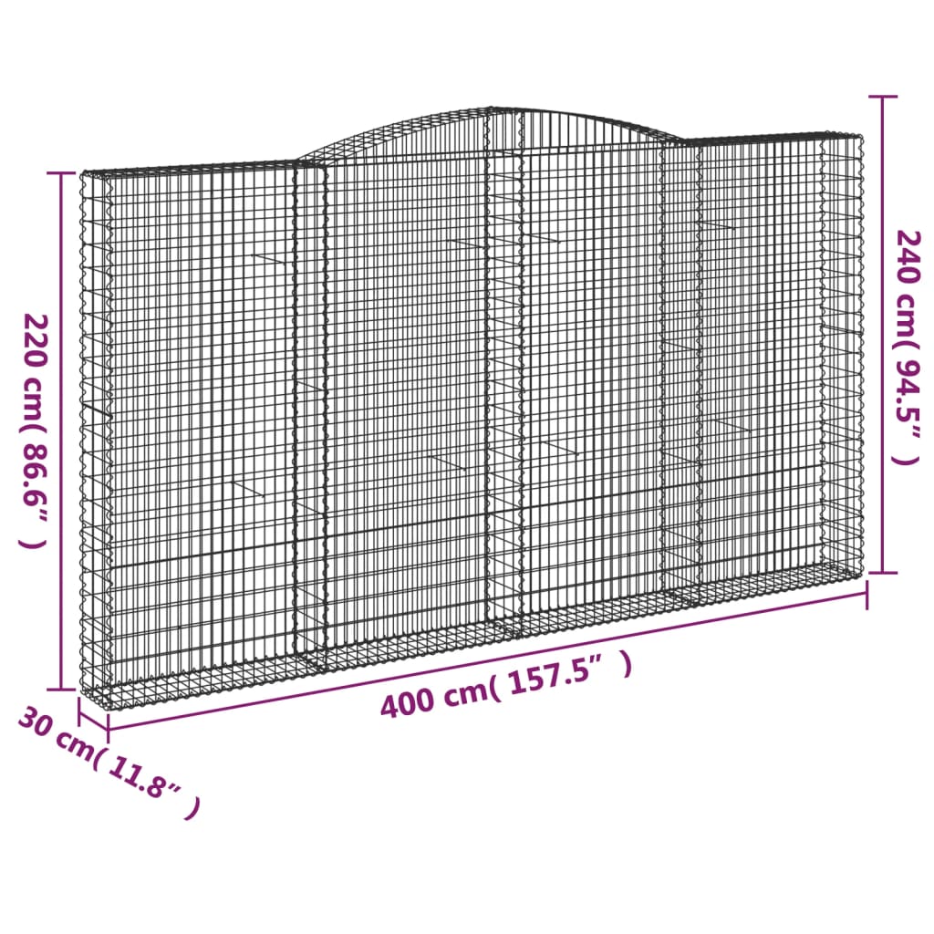 Cestas De Gaviones 2 Uds Forma De Arco Hierro 400x30x220/240 Cm_5