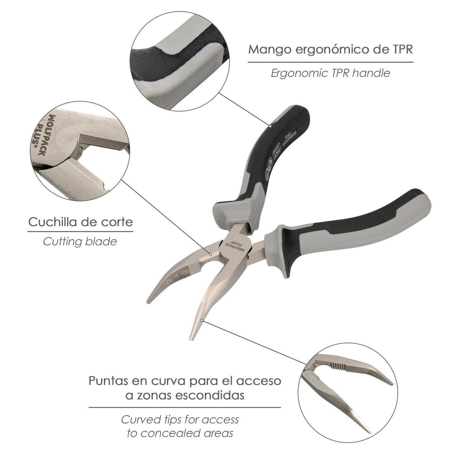 Alicates Boca Curva 150 Mm. Acero Cromo Vanadio Din-iso 5745 Alicates Punta Curva, Alicates Boca Curva Larga,