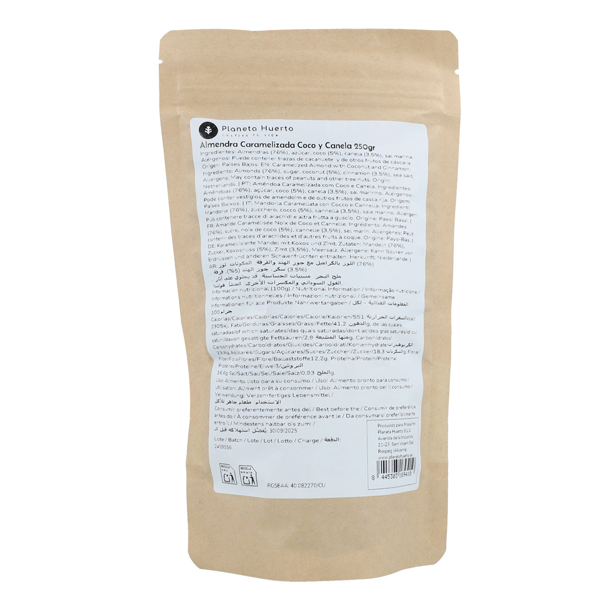 Amêndoas com coco e canela Planeta Huerto 250g