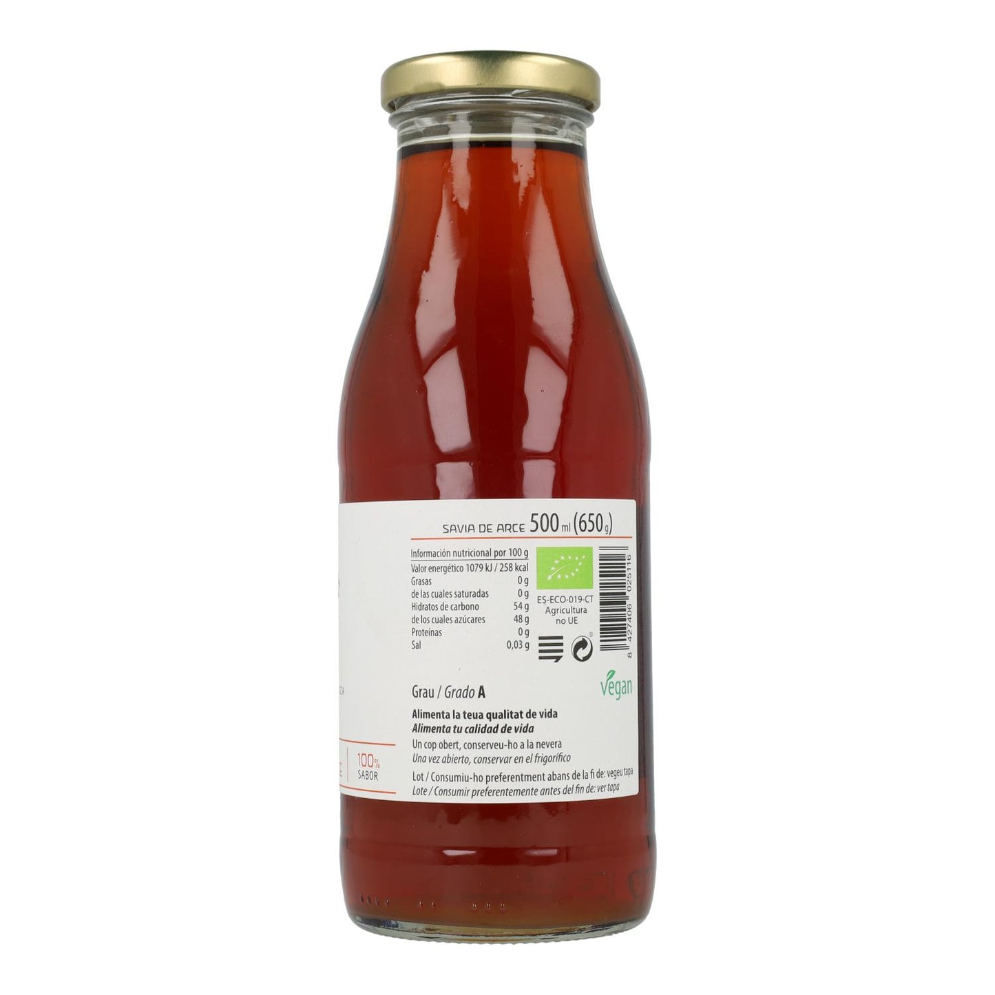 Xarope de ácer Eco Cal Valls Grau A, 500 ml