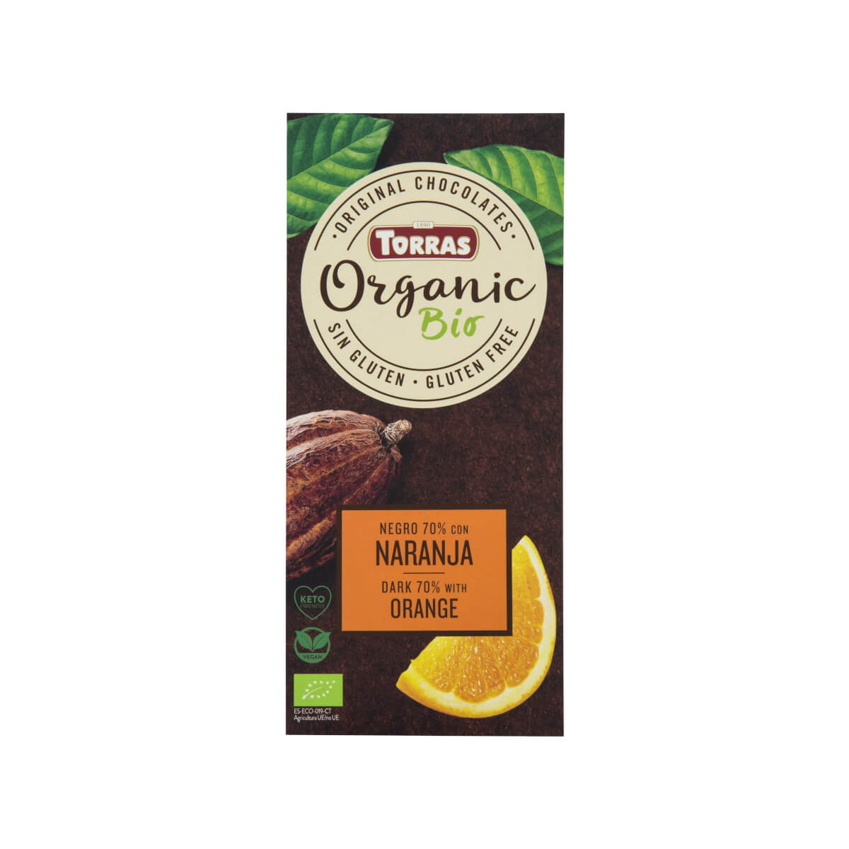Chocolate Negro Biológico 70% com Laranja Torras 100g