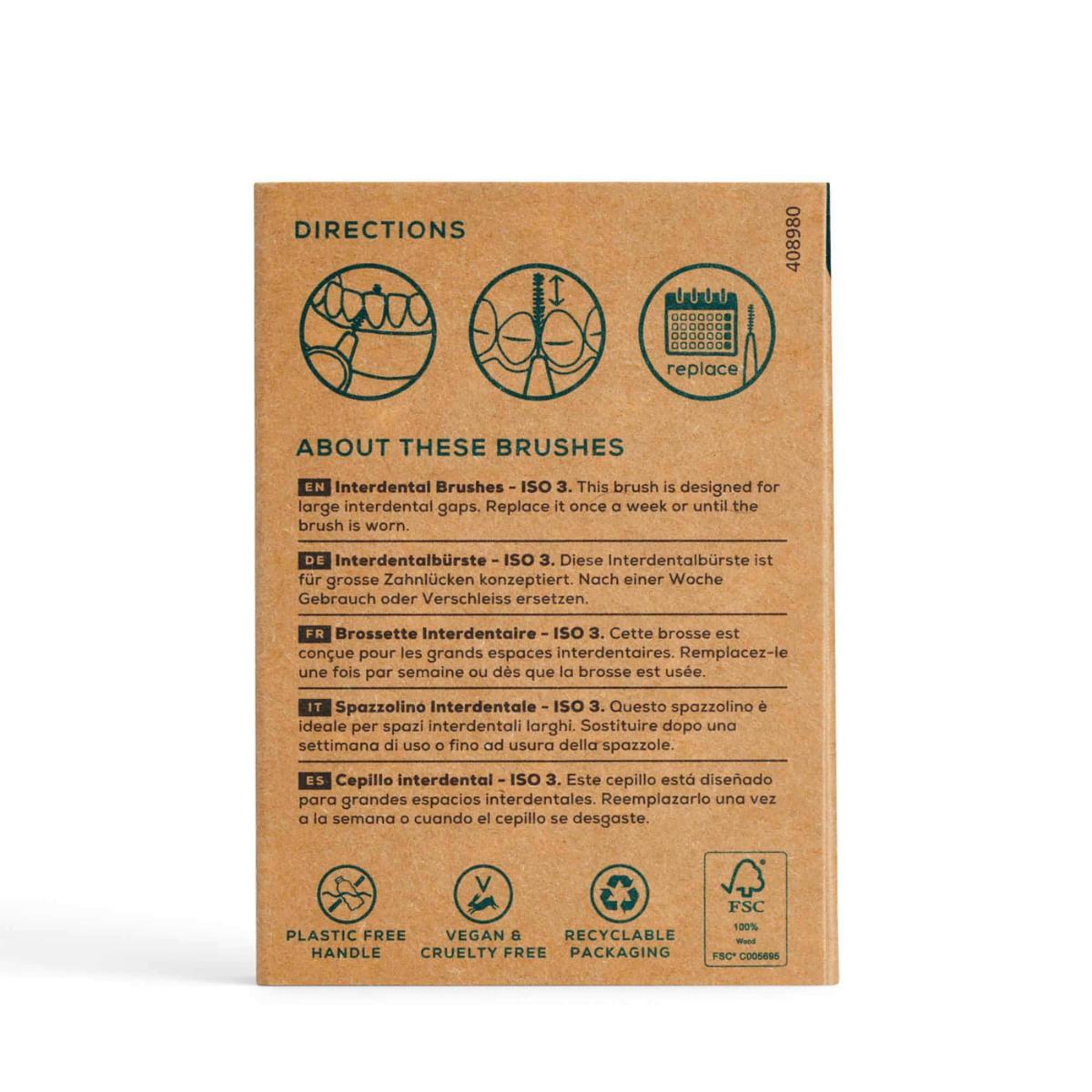 Escova interdental Georganics ISO 3 Beechwood, 6 unid.