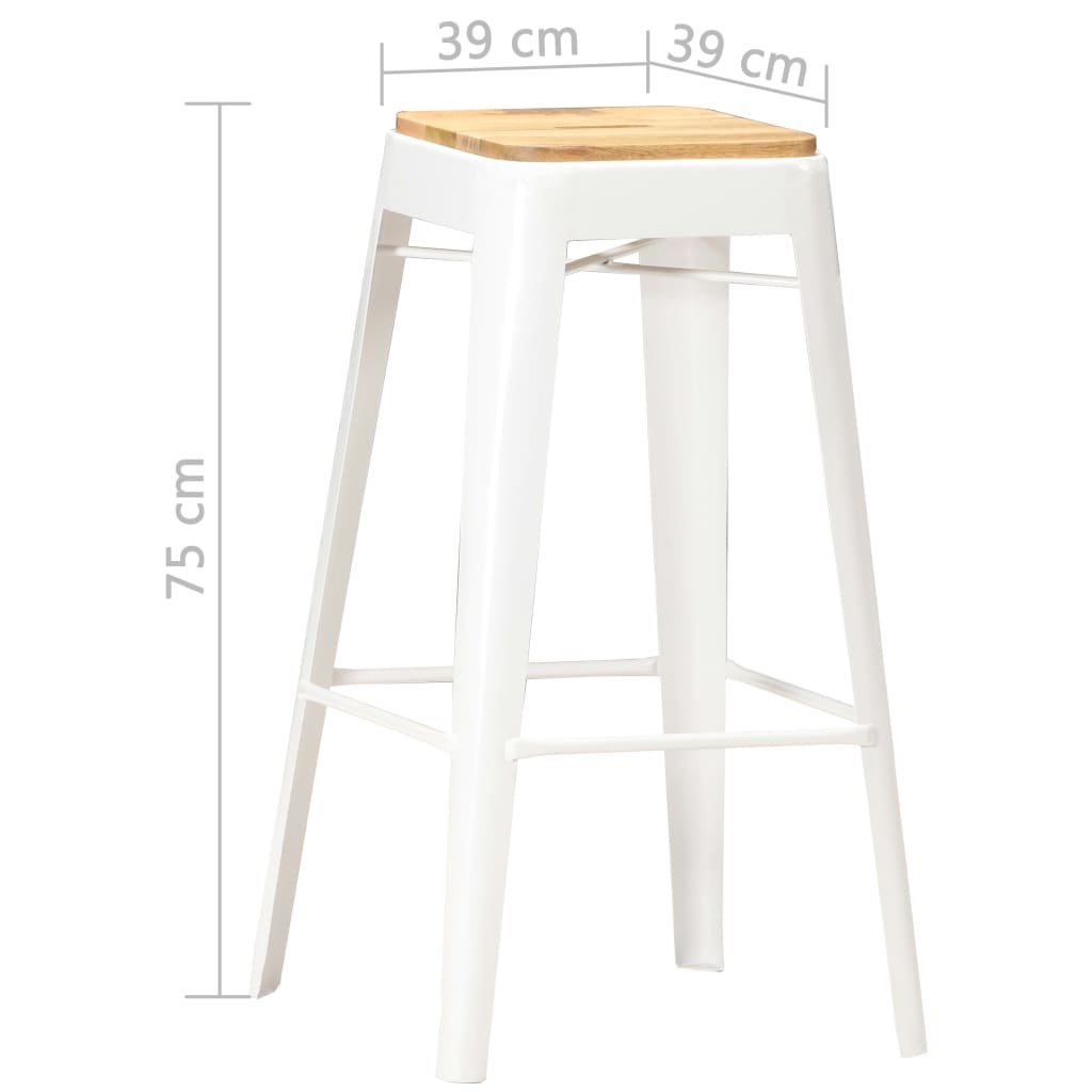 Taburetes De Cocina 4 Unidades Madera Maciza De Mango Blanco_5