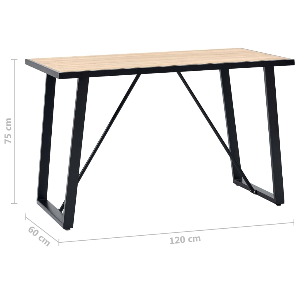Mesa De Comedor De Mdf Color Roble 120x60x75 Cm_4