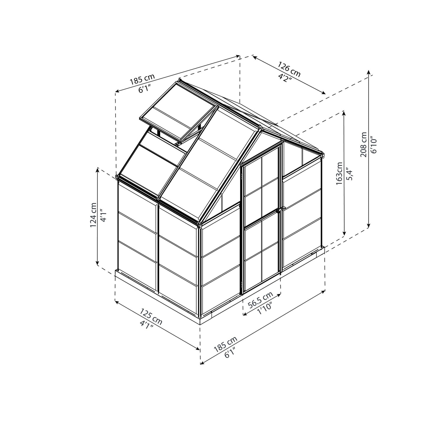 Estufa Harmony 126x185x208 cm prateada