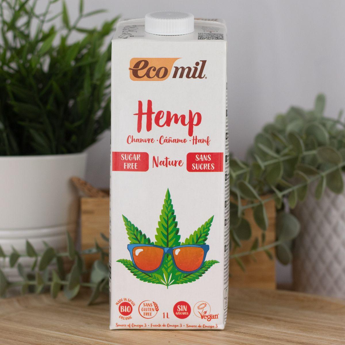 Bebida biológica à base de cânhamo sem açúcar Ecomil 1L