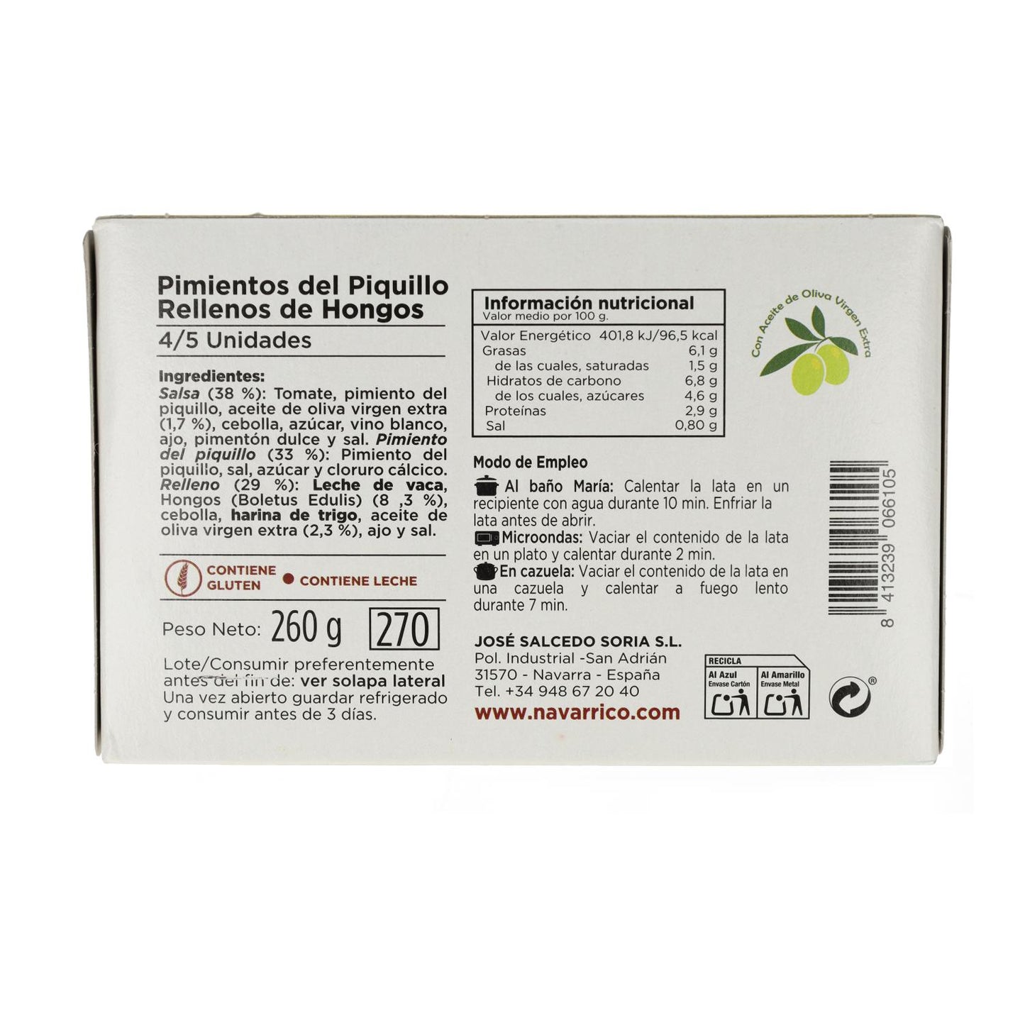 Pimentos Recheados com Cogumelos El Navarrico Lata 270 ml