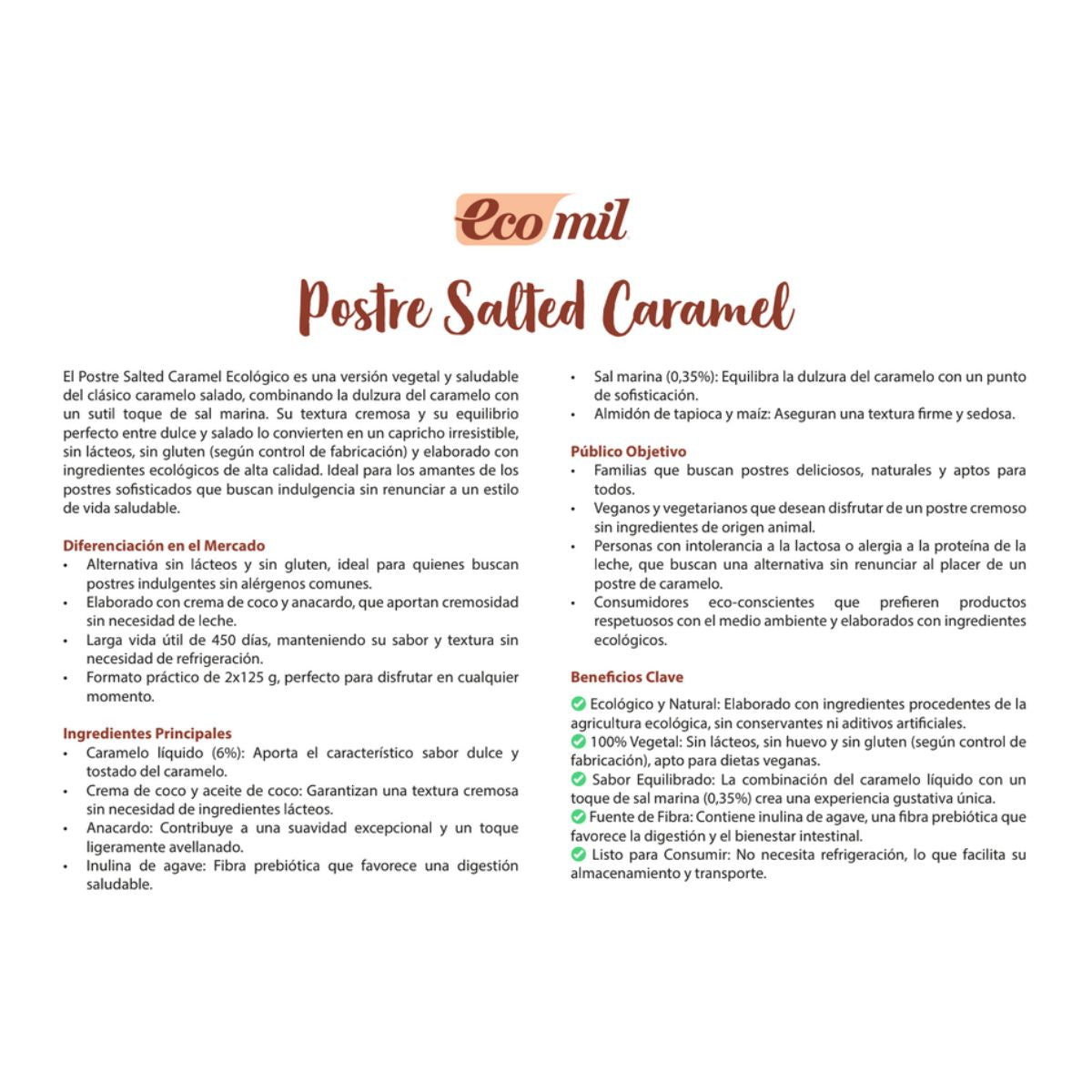 Sobremesa de Caramelo Salgado Bio Ecomil 2 unidades de 125 g