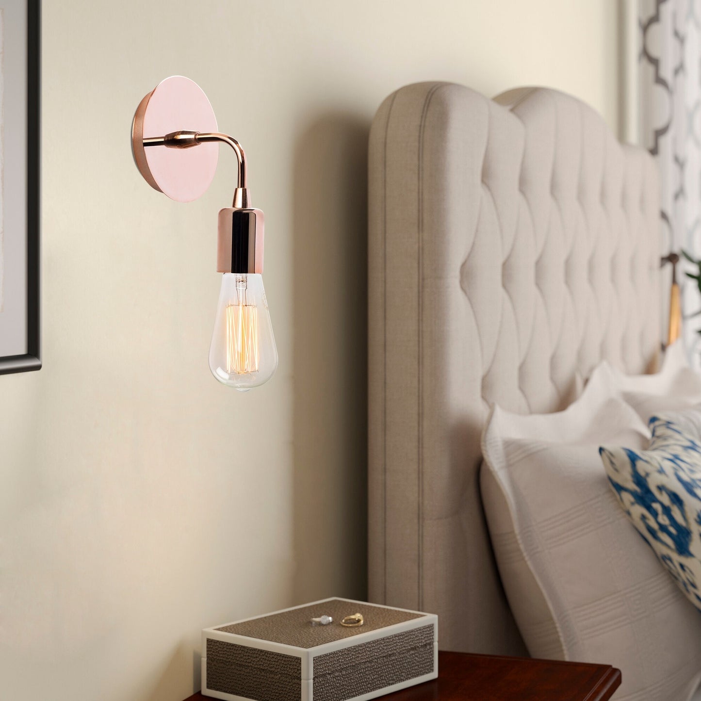 Aplique De Pared, Metal , Cobre, 12x12x20, Casquillo E 27 Max 40 W