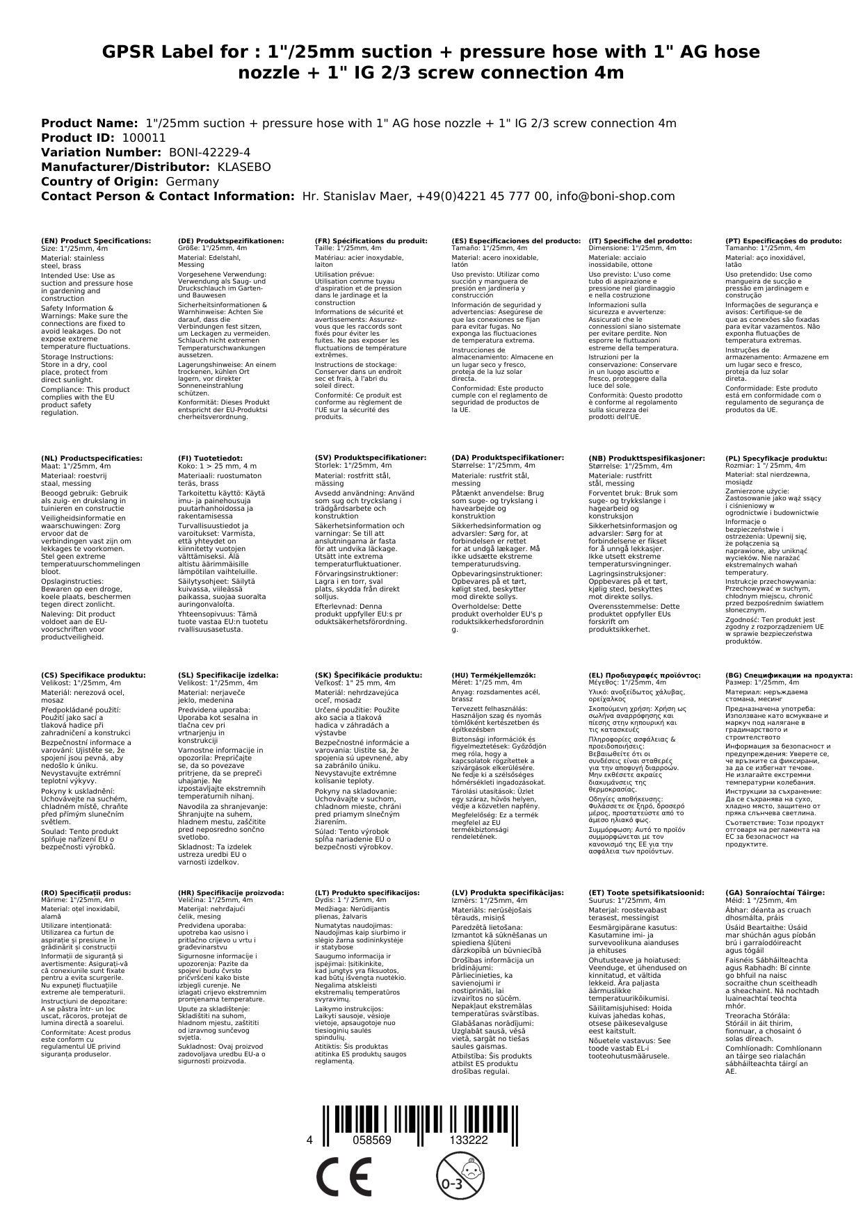 1/25mm Manguera De Succión Y Presión Con Boquilla De Manguera Macho De 1 + 1 Hembra 2/3 Conexión 4m_4