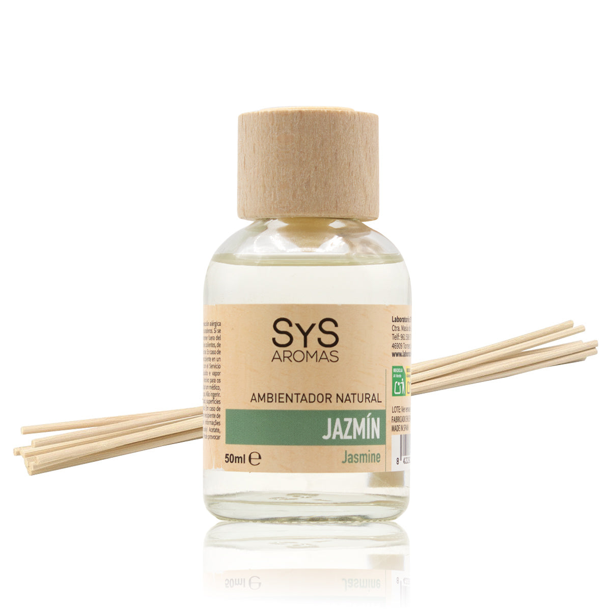 Ambientador Mikado Jazmín SYS Aromas 50 ml | Aroma Floral y Delicado | Relajante y Elegante_0