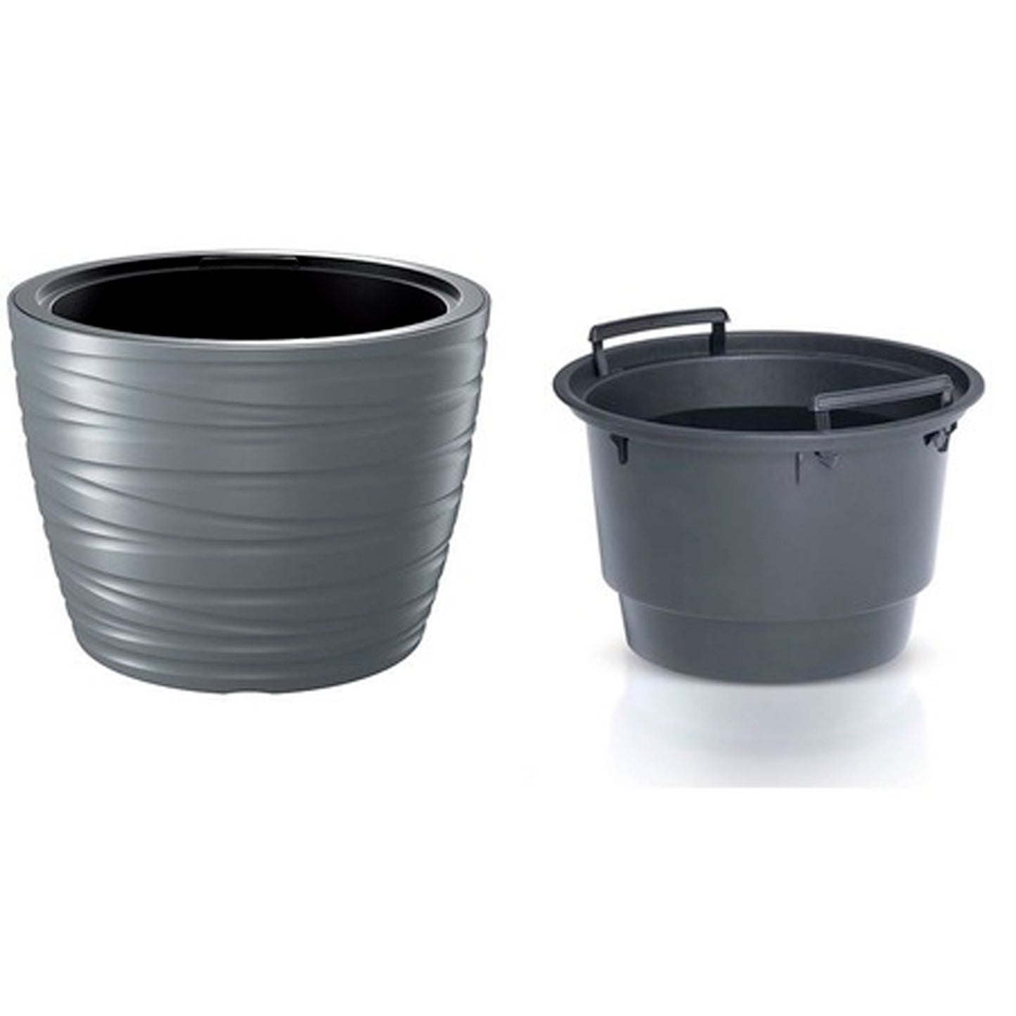 Maceta Baja Con Deposito 48l Maze De Plastico En Color Gris Grafito 47,5 (largo) X 47,5 (ancho) X 34,9 (alto) Cm_1