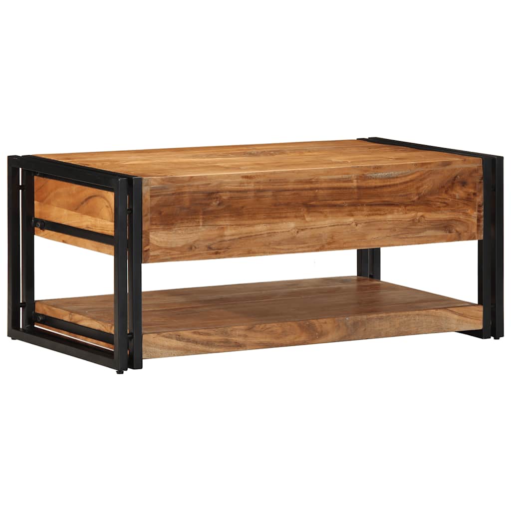 Mesa De Centro Madera Maciza De Acacia 90x50x38 Cm_4