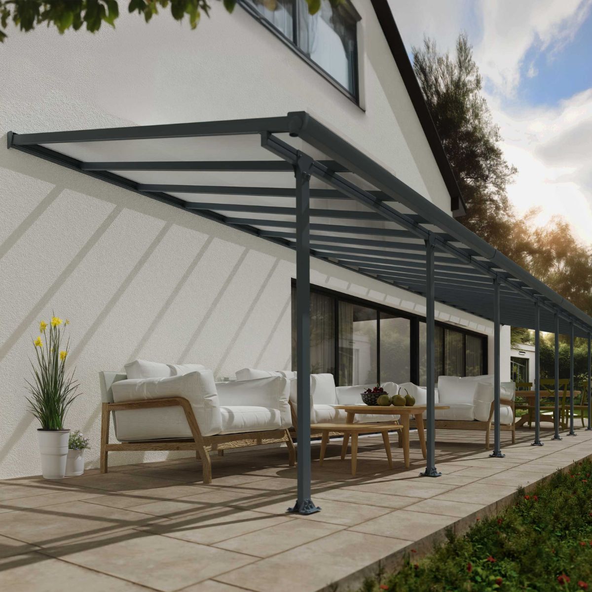 Canopy Fair Marquee Pérgola em alumínio 3x13,4 m Cinza