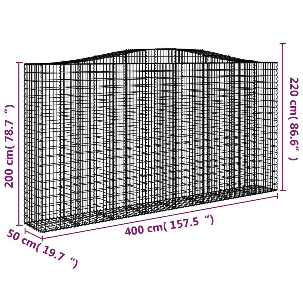 Cestas De Gaviones 4 Uds Forma De Arco Hierro 400x50x200/220 Cm_5