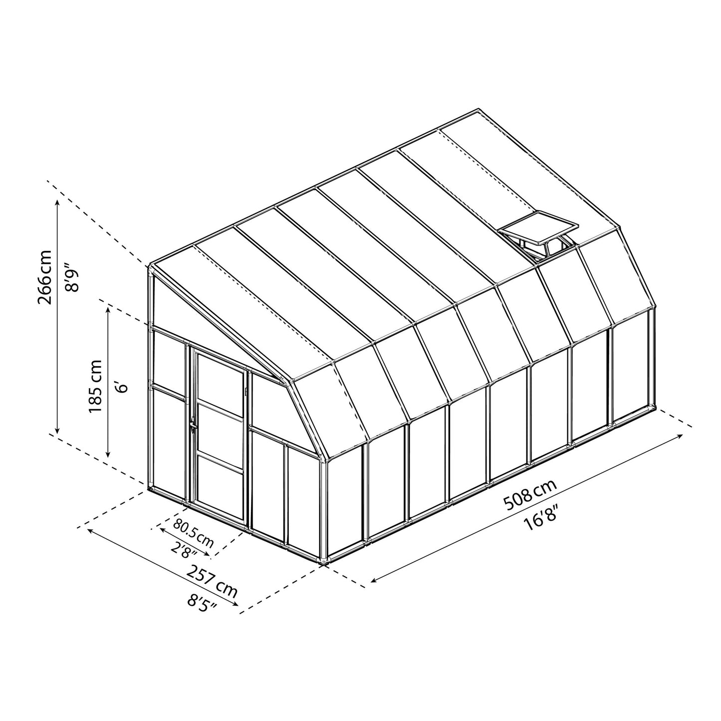 Pérgola fechada para solário 508x257 cm