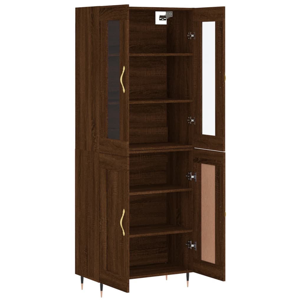 Aparador Alto Madera Contrachapada Marrón Roble 69,5x34x180 Cm_3