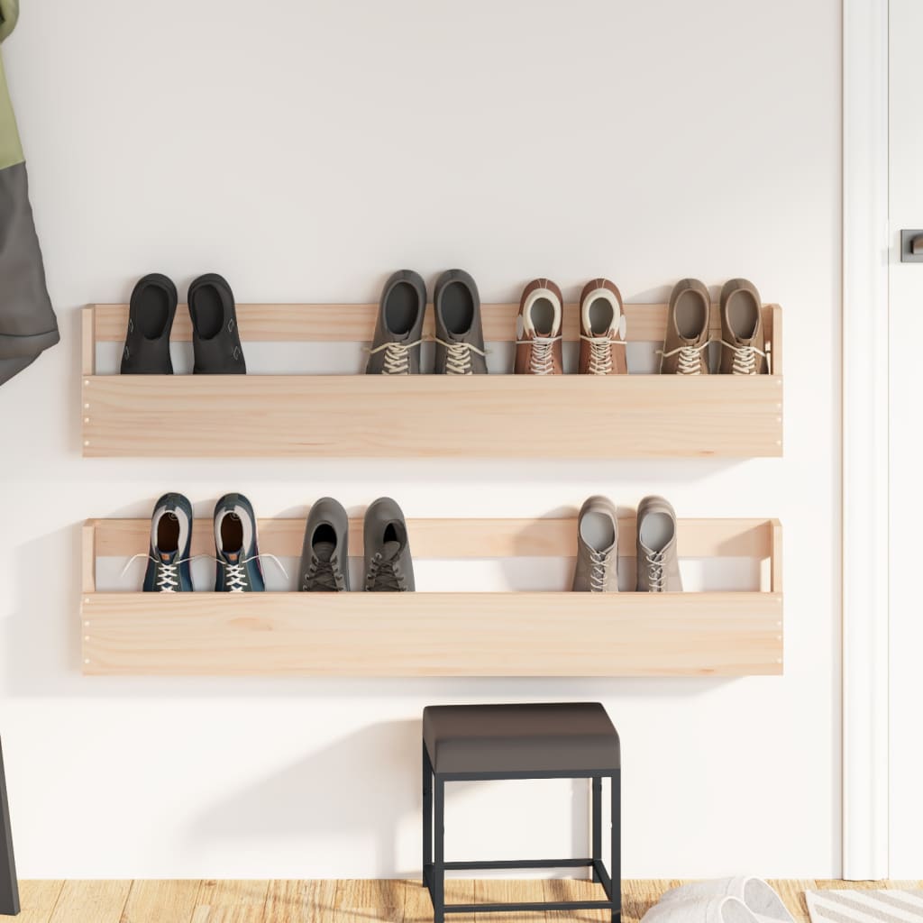 Estantes Para Zapatos De Pared 2 Uds Madera De Pino 110x9x23 Cm / Vetonek_5