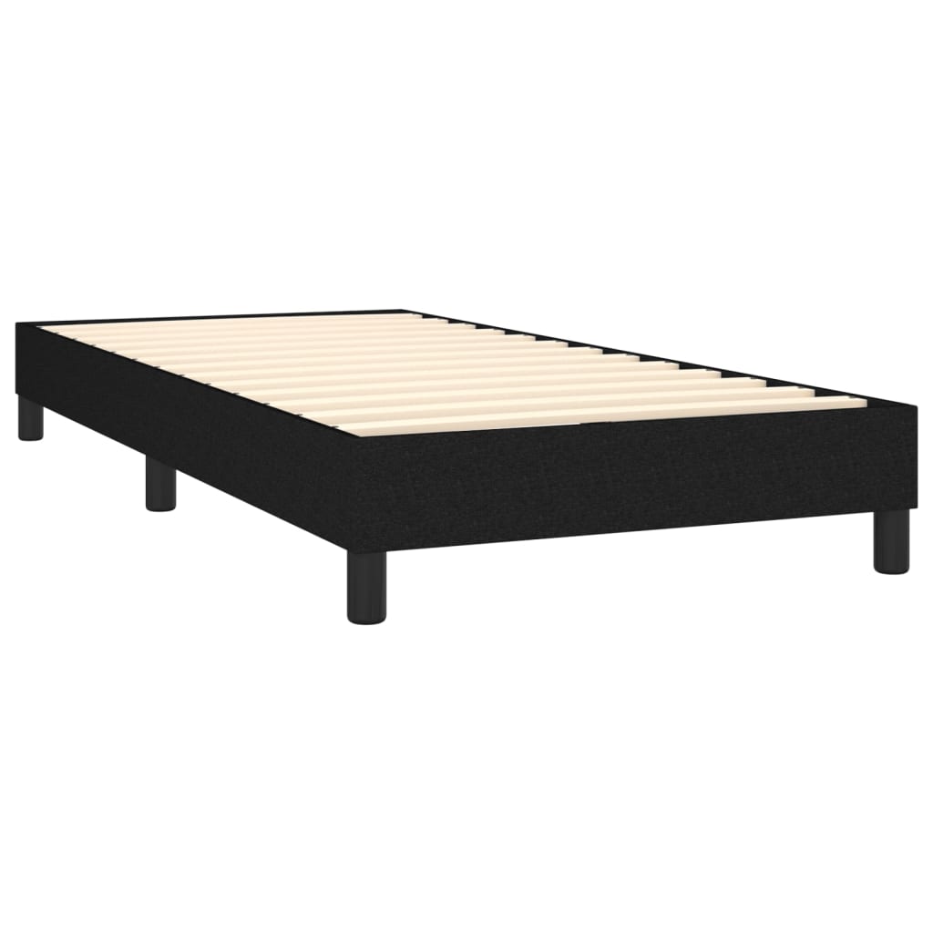Cama Box Spring Colchón Y Luces Led Tela Negro 90x190 Cm / Vetonek_5