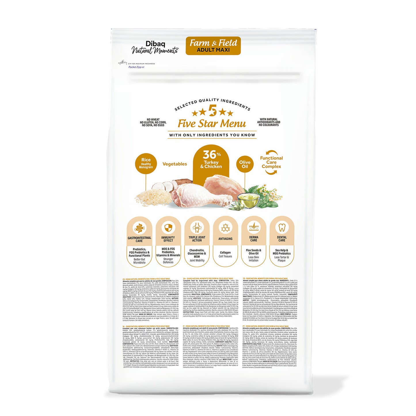 Dibaq Natural Moments 5 Star Pavo Y Pollo Adulto Razas Grandes 12kg_1