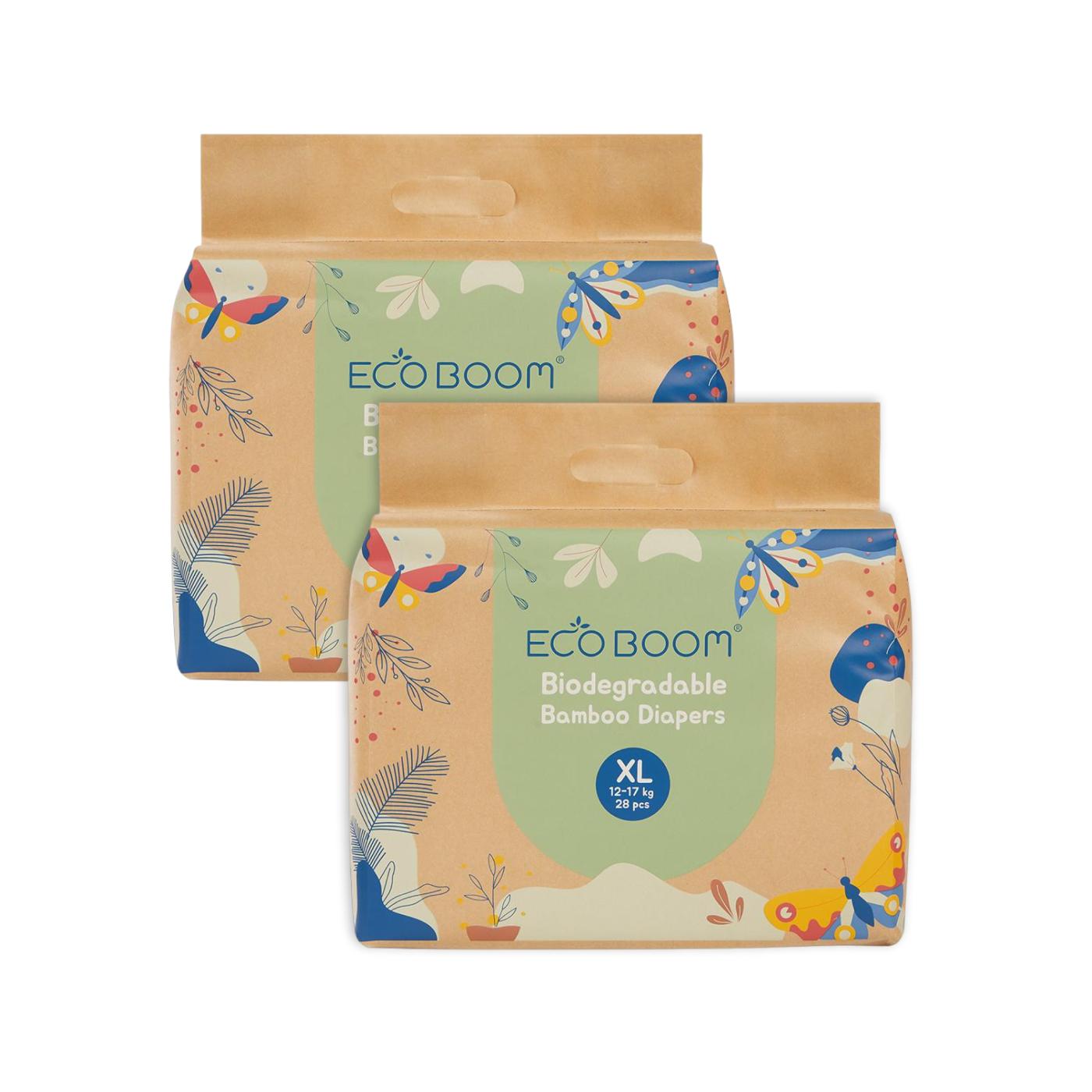 Pacote de poupança para fraldas de bambu Ecoboom T5 com 56 unidades