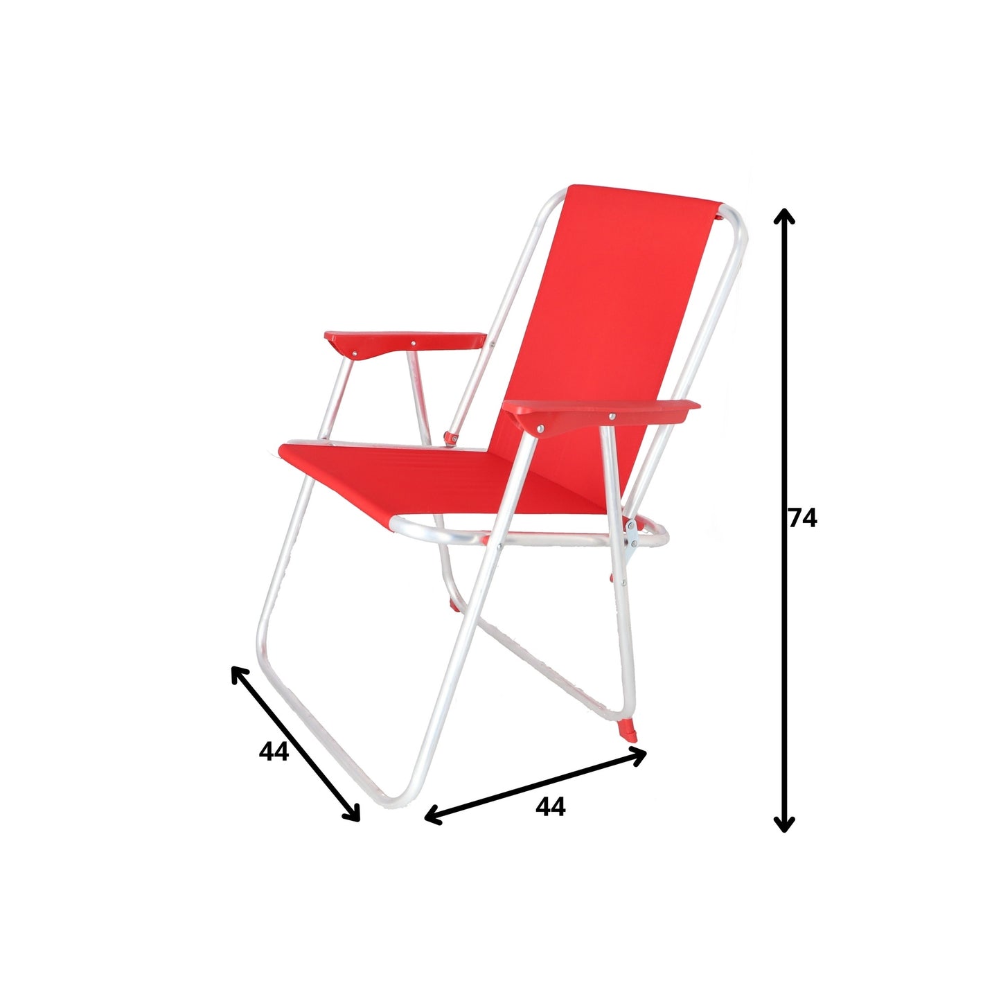 Well Home - Juego de 4 Sillas de Playa Metálicas Plegables Color Rojo (44 x 44 x 74 cm)_3