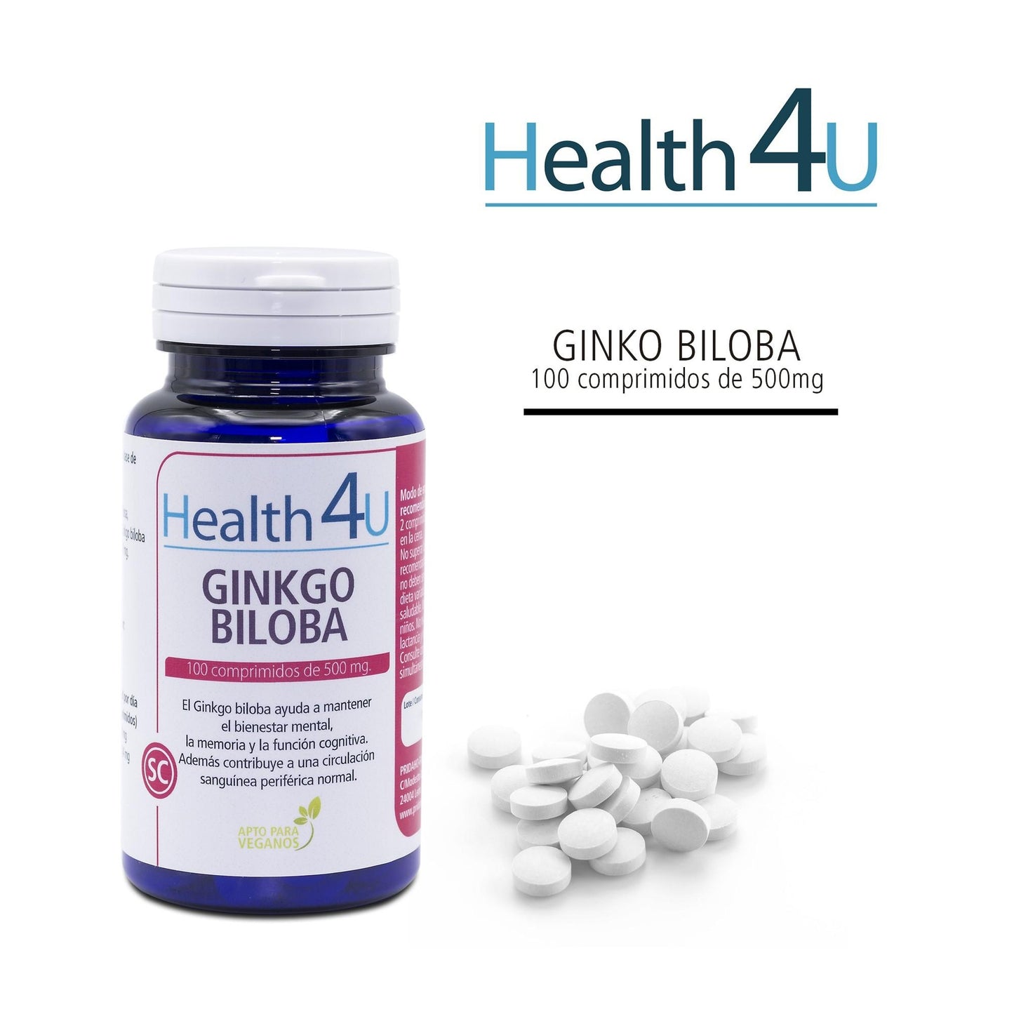 H4U Ginkgo Biloba 100 comprimidos de 500 mg