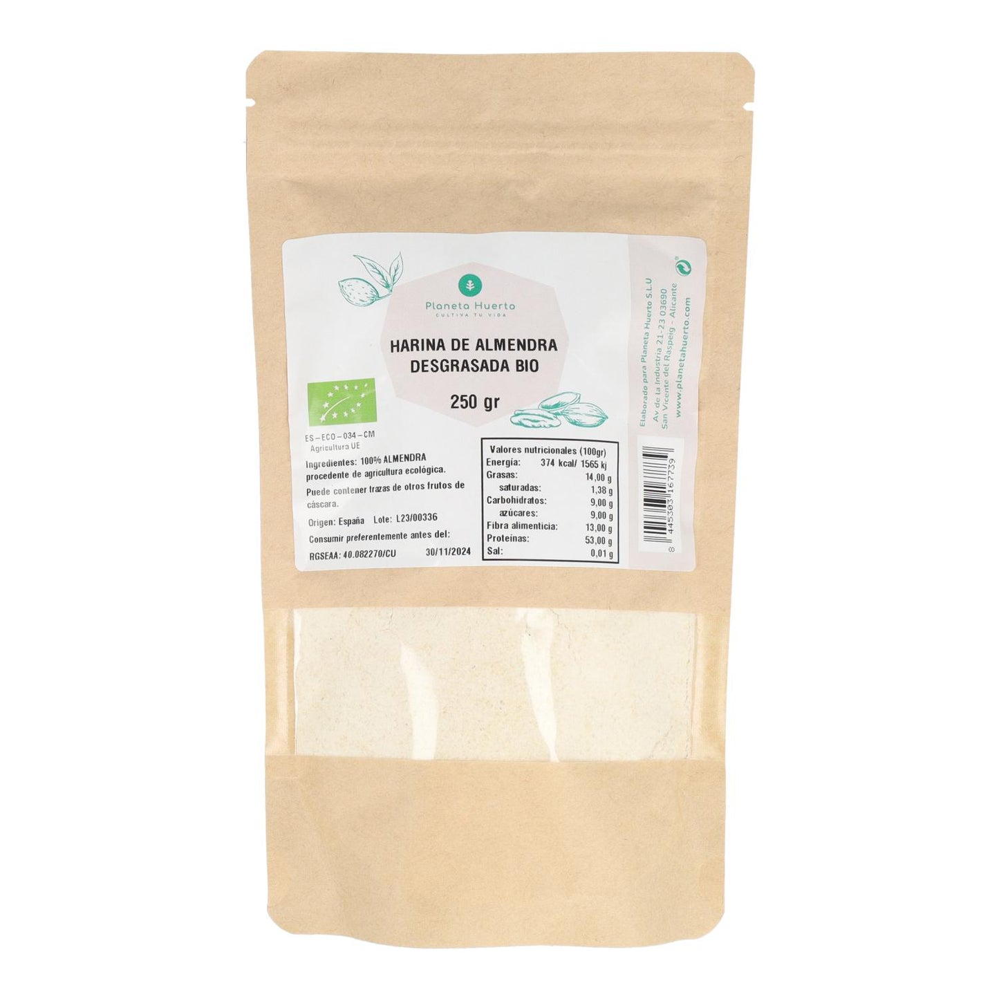 Farinha de amêndoa desengordurada Planeta Huerto ECO 250 g