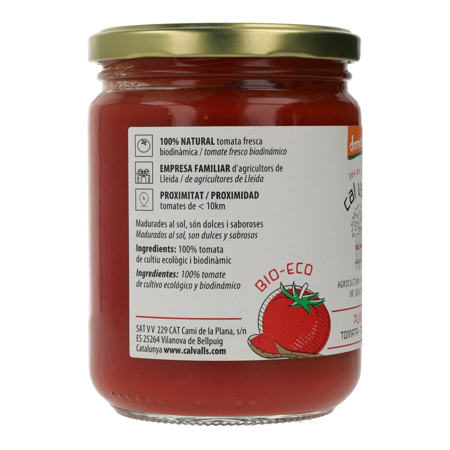 Puré de tomate biológico Cal Valls, 400 g