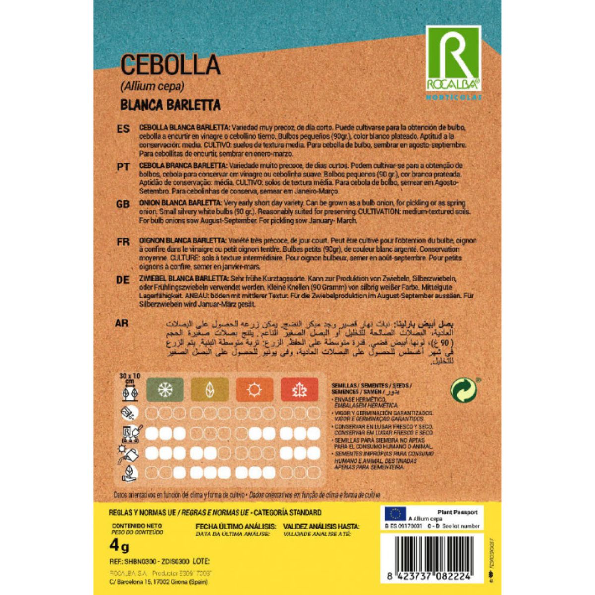 Sementes de cebola branca Barletta
