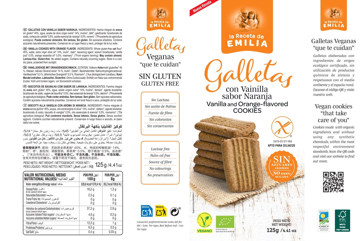 Galletas Con Vainilla Y Sabor Naranja sin Azucares Añadidos 125 Gr._1