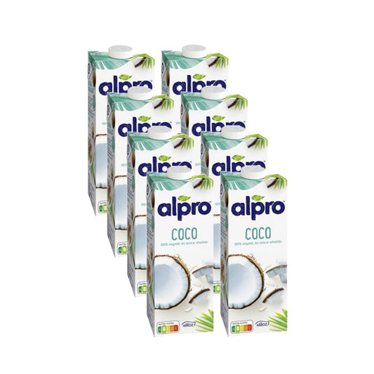 Embalagem de 8 bebidas de coco Alpro, 1 litro