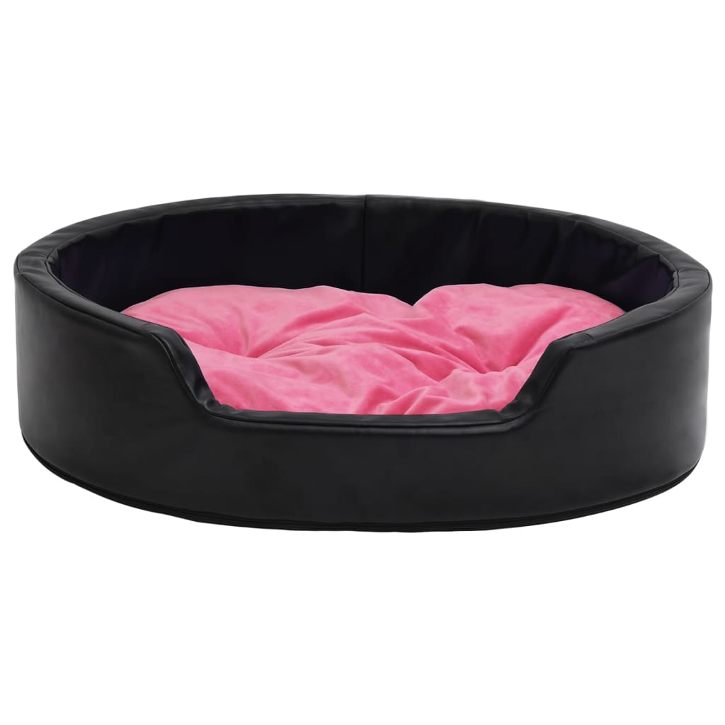 Vidaxl Cama De Perros Felpa Y Cuero Sintético Negro Y Rosa 99x89x21 Cm_5