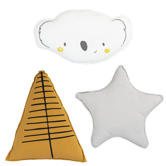 Conjunto de 3 almofadas Sidney brancas e cinzentas da BimBiDreams