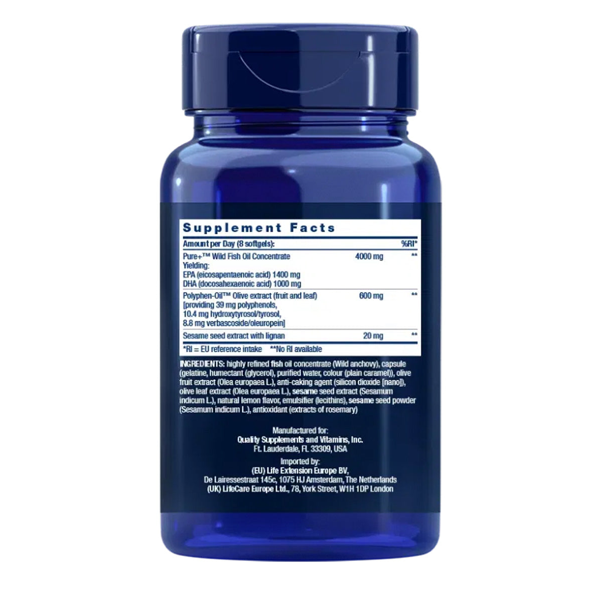 Super Ómega-3 EPA/DHA, Óleo de Peixe, Sésamo, Lignanas e Extrato de Oliva, Life Extension, 240 esferas