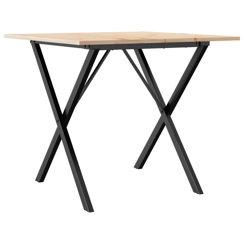 Mesa De Comedor Marco X Madera Maciza Pino Y Acero 80x80x75 Cm_4