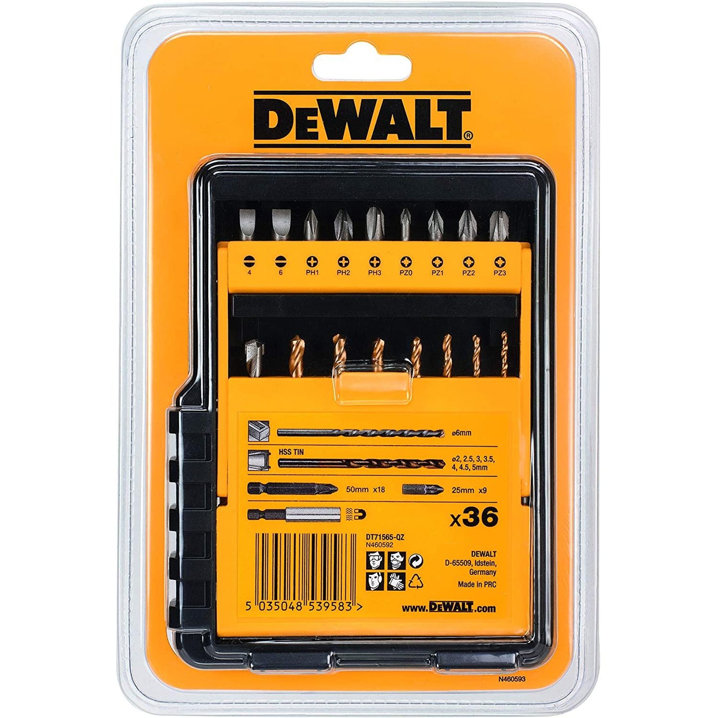 Conjunto de berbequim e chave de fendas DEWALT DT71565-QZ com 36 peças