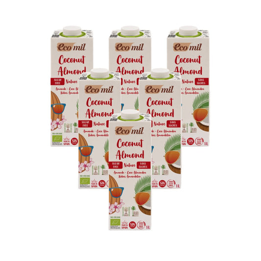 Pack de 6 Bebidas de Coco e Amêndoa sem Açúcar Eco Nature Ecomil 1L