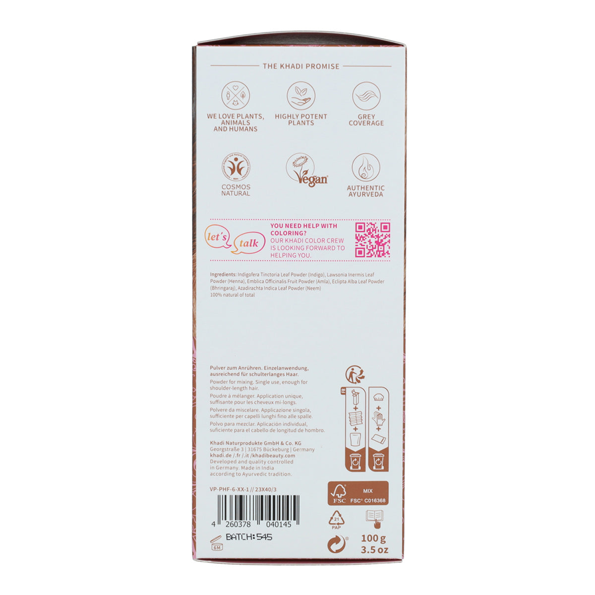 Tintura natural castanho claro Khadi