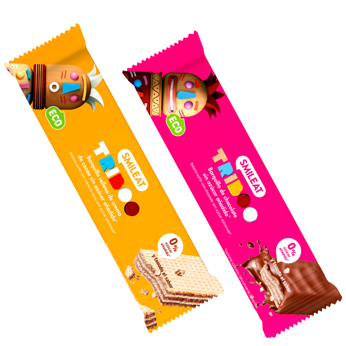 Pack de barras de bolacha Smileat ECO 30g recheadas e revestidas com cacau (2 unidades)