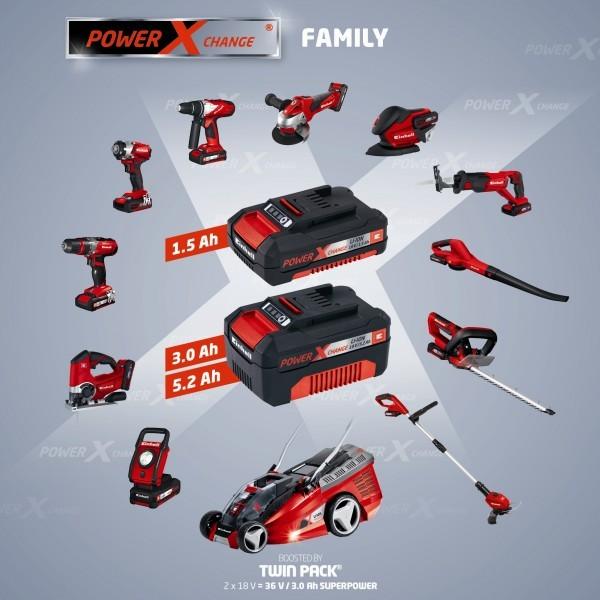 Kit de troca Einhell Power X TE-CD 18-2 Li-i Berbequim + Lixadora múltipla TE-OS 18 Li