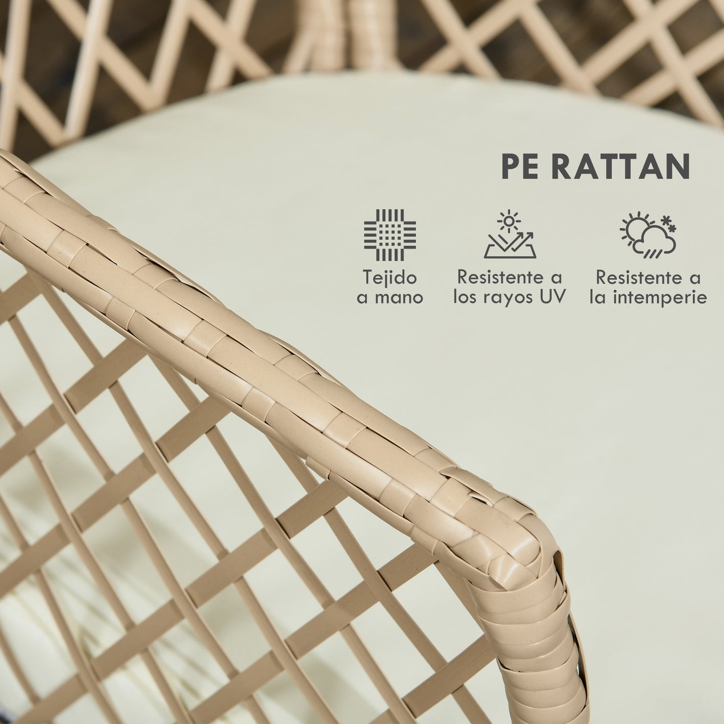 Outsunny Conjunto De Mesa Y 2 Sillas De Jardín De 3 Piezas Caqui_5