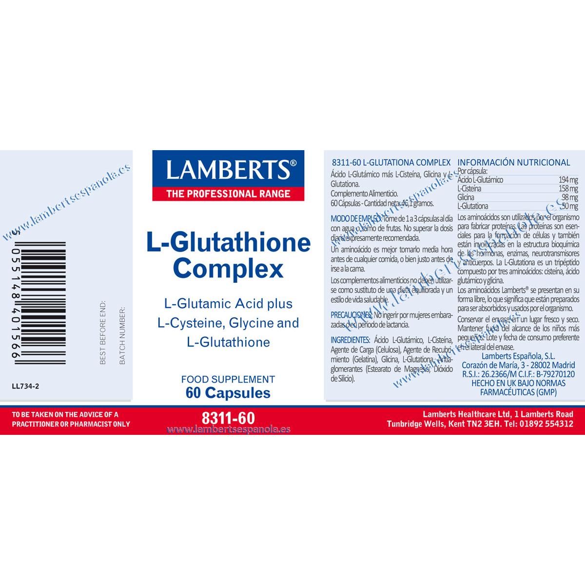 Complexo de L-Glutationa Lamberts, 60 cápsulas