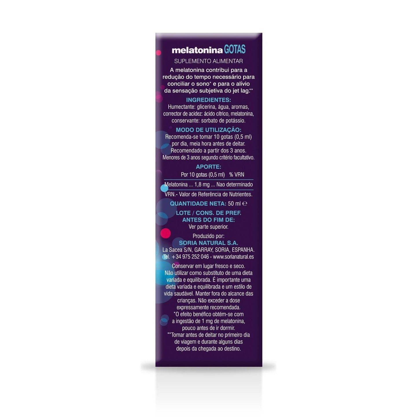 Gotas de Melatonina 100% Pura Soria Natural 50 ml