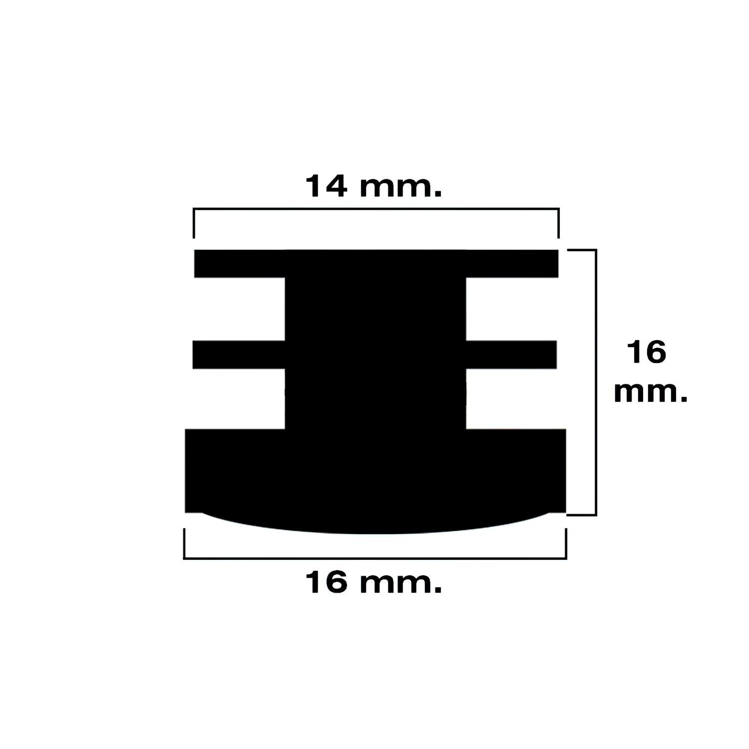 Contera Redonda Interior Negra 16mm. Blister 4 Piezas.