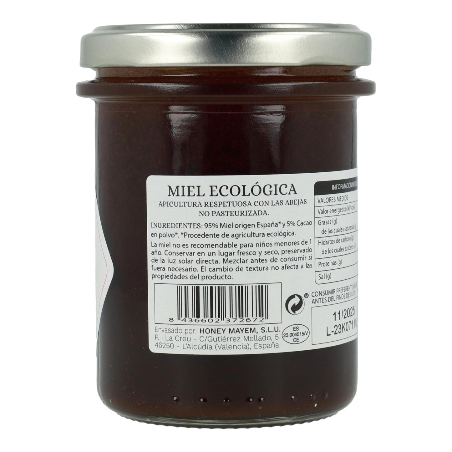 Mel biológico Mayem com cacau 275 g