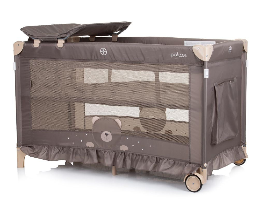 Cuna De Viaje Con Dosel Y Cambiador Palace Bear Beige New_3